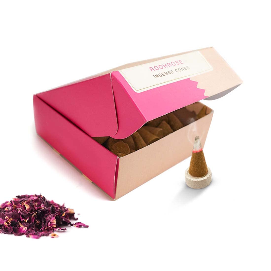 Nirmalaya 100% Natural Rooh Rose Incense Cones (Dhoop) | Incense Cones (40 Units) | Dhoop Cones For Pooja | Incense Cones For Fr